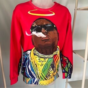 Biggie Smalls Graphic Sweatshirt with Iconic Print 90s Rap Hip Hop
